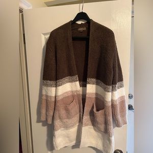 Barefoot Dreams Brown and Cream Cardigan